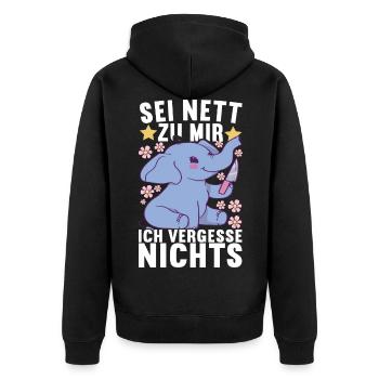 Lustige Sprüche Witzige Sprüche - Unisex Premium Bio Zip Hoodie - Schwarz - Hinten - Nico (187cm)