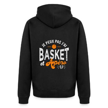 je peux pas j ai basket et apéro Humour basketball - Veste à capuche bio Premium Unisexe - noir - Dos - Nico (187cm)