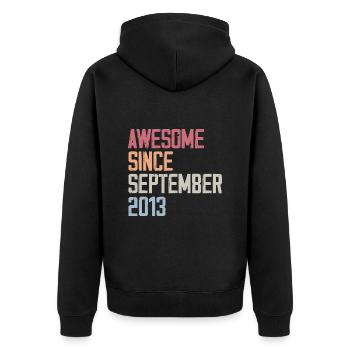 Bogosse born in September 2013 birthday gift - Unisex Premium Organic Zip Hoodie - black - Back - Nico (187cm)
