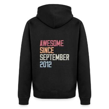 Bogosse born in September 2012 birthday gift - Unisex Premium Organic Zip Hoodie - black - Back - Nico (187cm)
