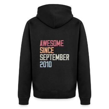 Bogosse born in September 2010 birthday gift - Unisex Premium Organic Zip Hoodie - black - Back - Nico (187cm)