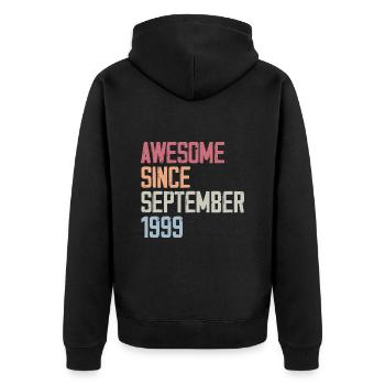 Bogosse born in September 1999 birthday gift - Unisex Premium Organic Zip Hoodie - black - Back - Nico (187cm)
