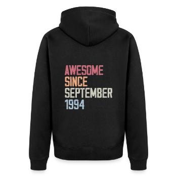 Bogosse born in September 1994 birthday gift - Unisex Premium Organic Zip Hoodie - black - Back - Nico (187cm)
