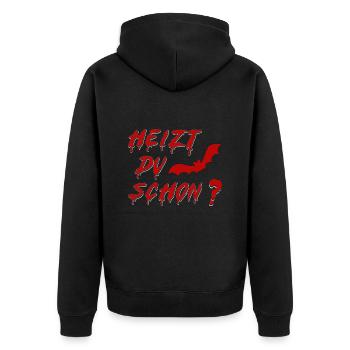 Halloween Party Kostüm Heizt du schon ? sarkasmus - Unisex Premium Bio Zip Hoodie - Schwarz - Hinten - Nico (187cm)