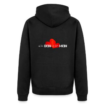 Valentinstag ich bin dein du bist mein - Unisex Premium Bio Zip Hoodie - Schwarz - Hinten - Nico (187cm)