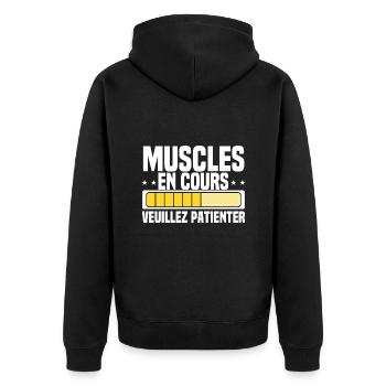 Muscles En Cours Muscu Humoristique Musculation - Veste à capuche bio Premium Unisexe - noir - Dos - Nico (187cm)