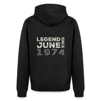 Juni 1974 Geburtstag Juni 1974 Juni Geschenk 1974 - Unisex Premium Bio Zip Hoodie - Schwarz - Hinten - Nico (187cm)