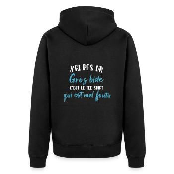 Ich habe keinen dicken Bauch, es ist das Geschenk-T-Shirt - Unisex Premium Bio Zip Hoodie - Schwarz - Hinten - Nico (187cm)