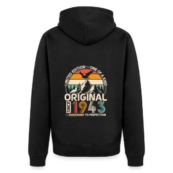 Original 1943 Vintage Anniversaire Rétro - Veste à capuche bio Premium Unisexe - noir - Dos - Nico (187cm)