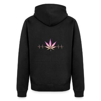 Kiffen Kiffer Stoner Weed Gras - Unisex Premium Bio Zip Hoodie - Schwarz - Hinten - Nico (187cm)