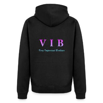 VIB - VIP _ very important Berliner - Unisex Premium Bio Zip Hoodie - Schwarz - Hinten - Nico (187cm)