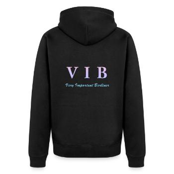 VIB very important berliner - Unisex Premium Bio Zip Hoodie - Schwarz - Hinten - Nico (187cm)