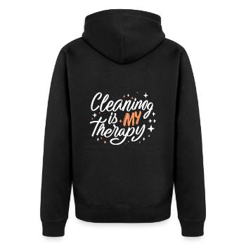 Putzen Waschen Haushalt Sauberkeit Reinigen - Unisex Premium Bio Zip Hoodie - Schwarz - Hinten - Nico (187cm)