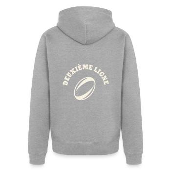 rugby position deuxième ligne - Veste à capuche bio Premium Unisexe - gris chiné - Dos - Nico (187cm)