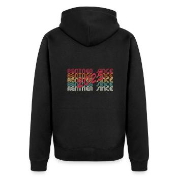 Rentner seit 2025 - Unisex Premium Bio Zip Hoodie - Schwarz - Hinten - Nico (187cm)