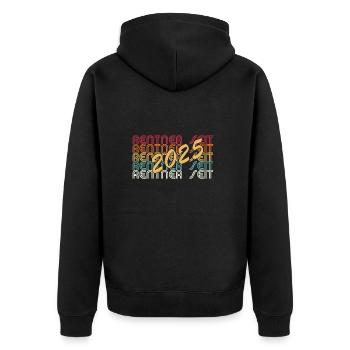 Rentner seit 2025 - Unisex Premium Bio Zip Hoodie - Schwarz - Hinten - Nico (187cm)