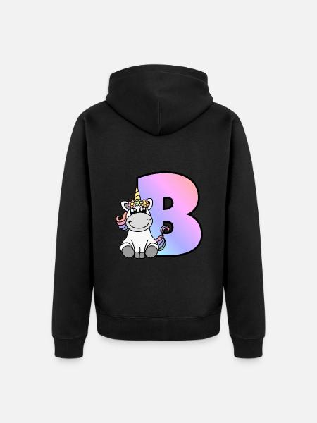Einhorn Buchstabe B - Unisex Premium Bio Zip Hoodie - Schwarz