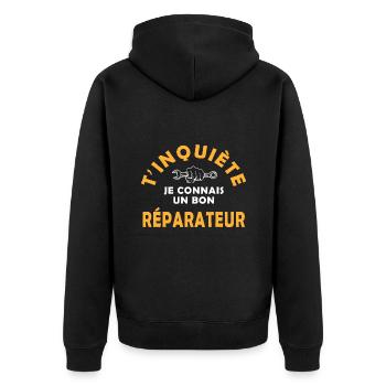 t'inquiète je connais un réparateur garage mécano - Veste à capuche bio Premium Unisexe - noir - Dos - Nico (187cm)