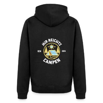 Mir reichts ich geh campen-Sommer Wandern Outdoor - Unisex Premium Bio Zip Hoodie - Schwarz - Hinten - Nico (187cm)