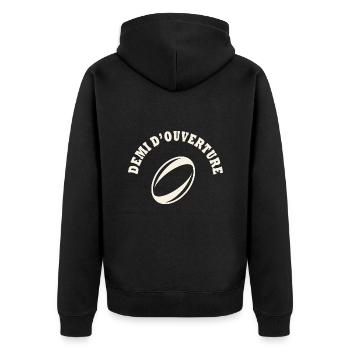 rugby position demi d ouverture équipe rugby - Veste à capuche bio Premium Unisexe - noir - Dos - Nico (187cm)