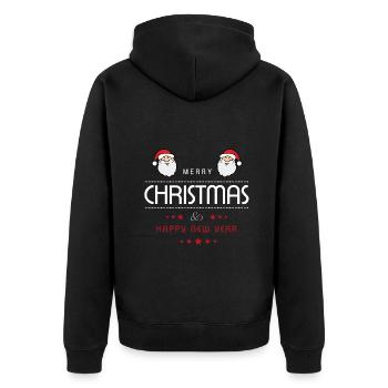 Weihnachten Merry Christmas Happy New Year - Unisex Premium Bio Zip Hoodie - Schwarz - Hinten - Nico (187cm)