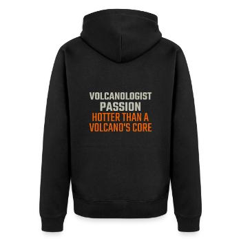 Volcanologist Passion Volcanology - Unisex Premium Bio Zip Hoodie - Schwarz - Hinten - Nico (187cm)