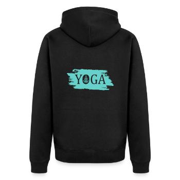 Yoga - Unisex Premium Bio Zip Hoodie - Schwarz - Hinten - Nico (187cm)