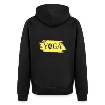 Yoga - Unisex Premium Bio Zip Hoodie - Schwarz - Hinten - Nico (187cm)