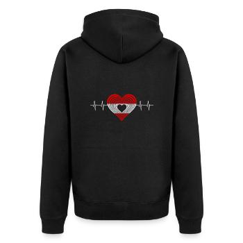 Österreich Herzschlag - Unisex Premium Bio Zip Hoodie - Schwarz - Hinten - Nico (187cm)