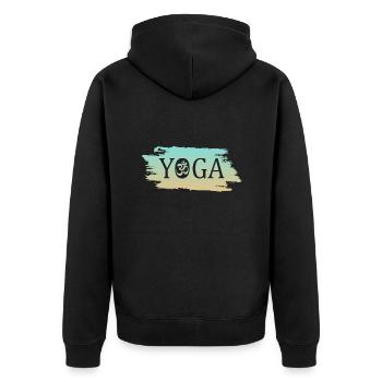 Yoga Om - Unisex Premium Bio Zip Hoodie - Schwarz - Hinten - Nico (187cm)