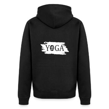 Yoga - Unisex Premium Bio Zip Hoodie - Schwarz - Hinten - Nico (187cm)