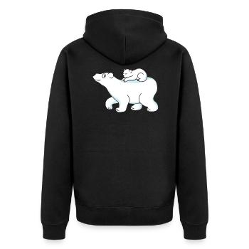 Cute Funny Cool Baby Polar Bear Winter - Unisex Premium Organic Zip Hoodie - black - Back - Nico (187cm)