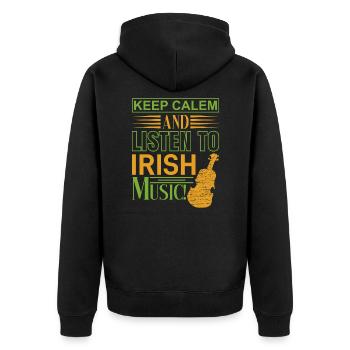 Keep Calm St. Patrick's Day - Unisex Premium Organic Zip Hoodie - black - Back - Nico (187cm)