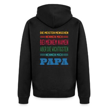 Papa Vatertag Männer Vatertag sprüche - Unisex Premium Bio Zip Hoodie - Schwarz - Hinten - Nico (187cm)