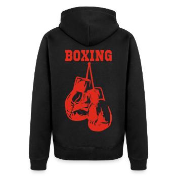 Red boxing gloves - Unisex Premium Organic Zip Hoodie - black - Back - Nico (187cm)