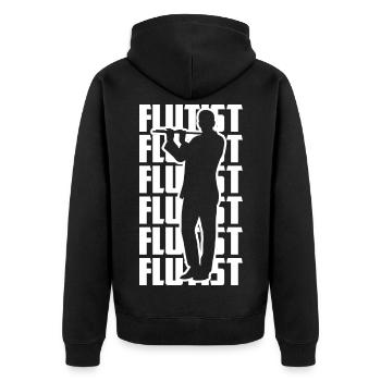 Funny Flutist - Unisex Premium Organic Zip Hoodie - black - Back - Nico (187cm)