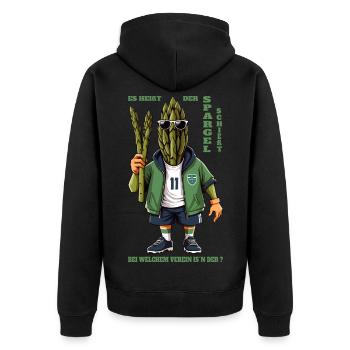 Spargel Verein - Unisex Premium Bio Zip Hoodie - Schwarz - Hinten - Nico (187cm)