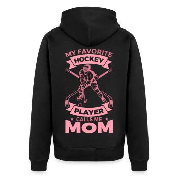 Eishockey Mama - Unisex Premium Bio Zip Hoodie - Schwarz - Hinten - Nico (187cm)