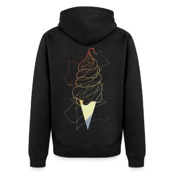 Vintage Eistüte Skizze - Unisex Premium Bio Zip Hoodie - Schwarz - Hinten - Nico (187cm)