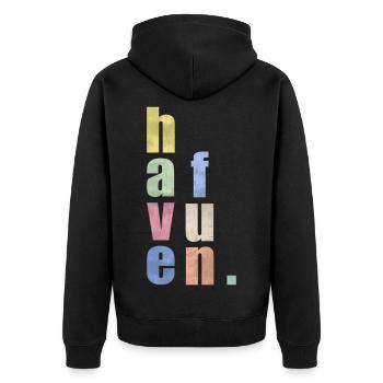 Have fun. - Unisex Premium Organic Zip Hoodie - black - Back - Nico (187cm)