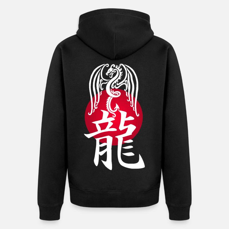 Dragon blanc du Japon - Veste à capuche bio Premium Unisexe - noir