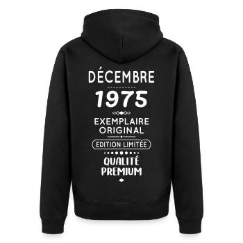 50 Years Anniversary - December 1975 Original - Unisex Premium Organic Zip Hoodie - black - Back - Nico (187cm)