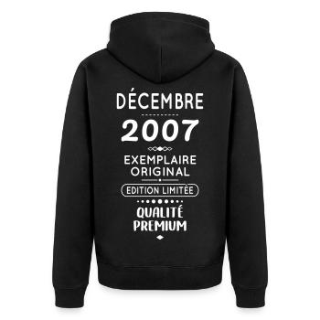 18th Birthday - December 2007 Original - Unisex Premium Organic Zip Hoodie - black - Back - Nico (187cm)