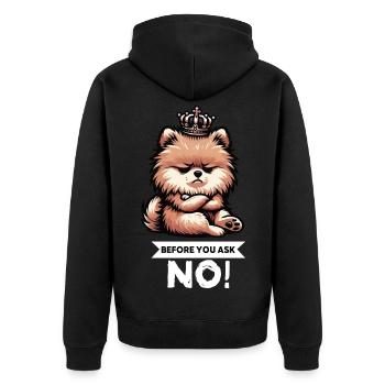 Before You Ask Pomeranian Pomeranian Pomeranian Spitz Dog - Unisex Premium Organic Zip Hoodie - black - Back - Nico (187cm)