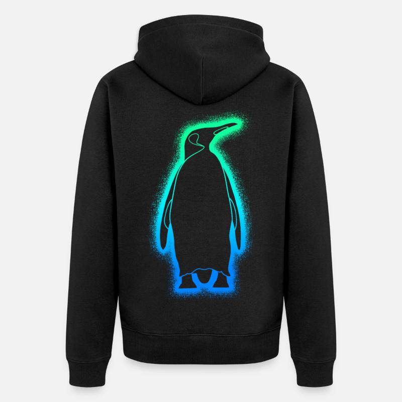 Pinguine Jungen Herren Kinder Pinguin - Unisex Premium Bio Zip Hoodie - Schwarz