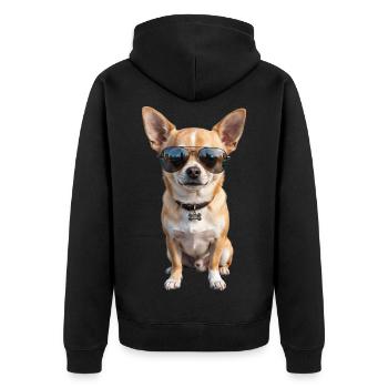 Cool Chihuahua Sunglasses Dog - Unisex Premium Organic Zip Hoodie - black - Back - Nico (187cm)