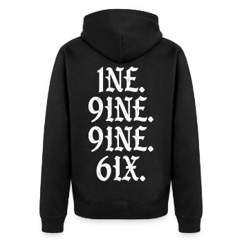 Vintage 1996 - Unisex Premium Bio Zip Hoodie - Schwarz - Hinten - Nico (187cm)