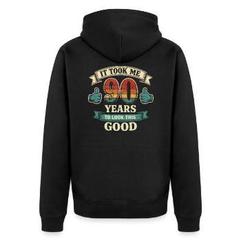 90 Years - It Took Me 90 Years to Be This Beautiful - Unisex Premium Organic Zip Hoodie - black - Back - Nico (187cm)