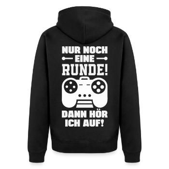 Nur Noch Eine Runde Dann Hör Ich Auf Gamer Zocker - Unisex Premium Bio Zip Hoodie - Schwarz - Hinten - Nico (187cm)