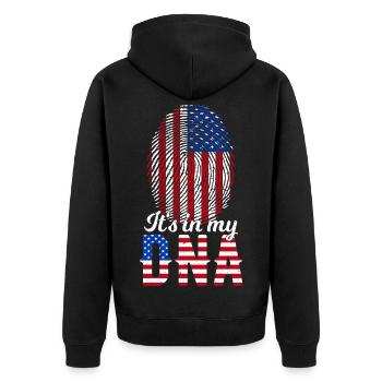 C’est dans mon ADN Empreinte américaine Drapeau américain - Veste à capuche bio Premium Unisexe - noir - Dos - Nico (187cm)